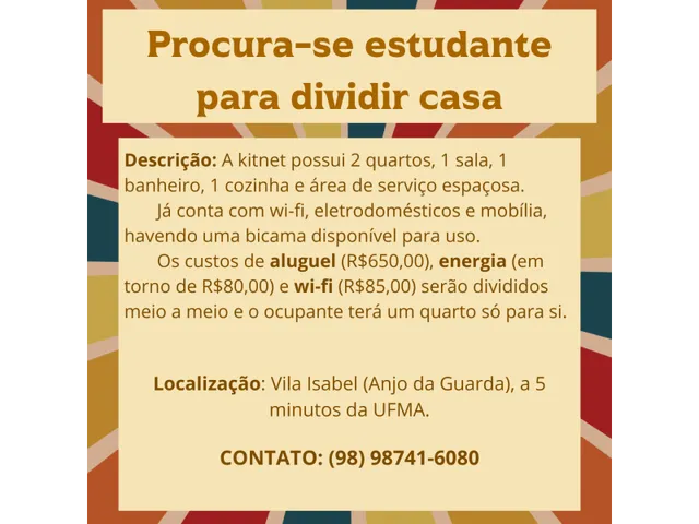 Imagem: Procura-Se Estudante para Dividir Casa