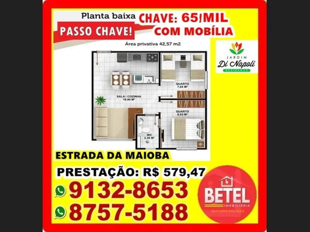 Imagem 13: Passo Chave de Apartamento Mobiliado no Condomínio Di Napoli (Próximo Ao Cohatrac