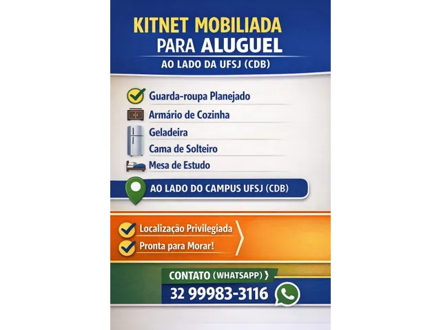 Imagem: Alugo Kitnet Ao Lado da Ufsj
