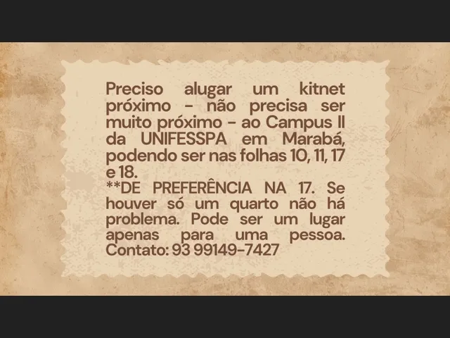 Imagem: Procura-Se Kitnet para Alugar em Marabá