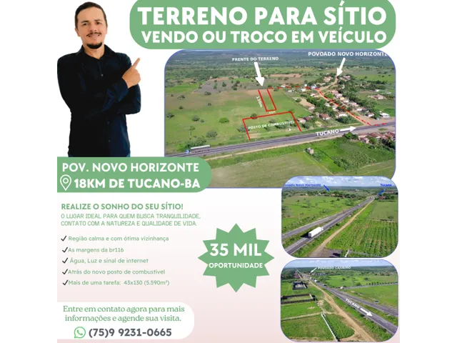 Imagem: Vendo Terreno para Sitio - Povoado Novo
