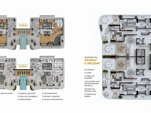 Imagem 3: Real Towers Belém: plantas amplas de 257m² a 260m², vista livre, áreas de lazer e