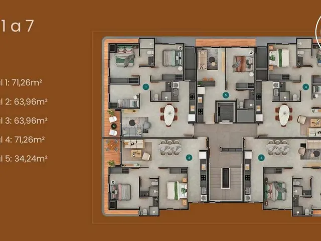 Imagem 14: Flat à venda, no Casas do Mar em João Pessoa, Bessa, com 1 quarto, 34,24m²