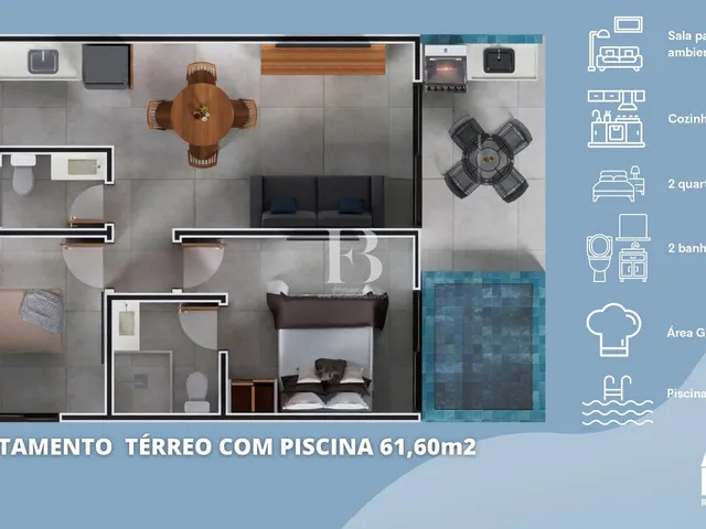 Imagem 2: Super Lançamento - Apartamento com 2 quartos, piscina e terraço gourmet no melhor