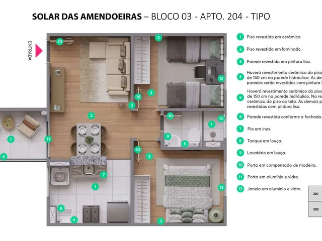 Imagem 6: Apartamento à venda, no Solar das Amendoeiras em Camaçari, Abrantes, com 2 quartos