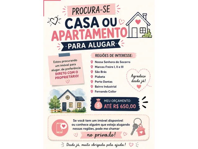 Imagem: PROCURO CASA OU APARTAMENTO