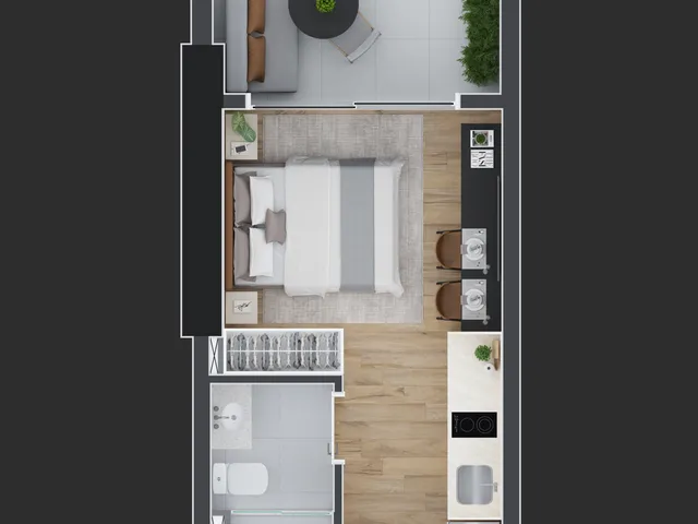 Imagem 3: Apartamento à venda em Curitiba-PR, no Centro: 1 quarto, 1 suíte, 1 banheiro, 37,88 m²