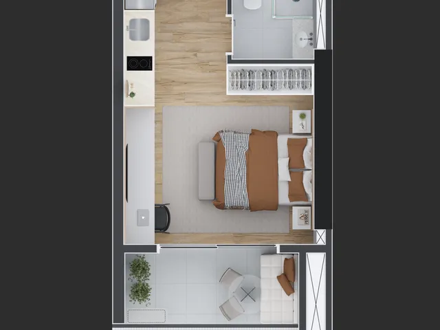 Imagem 4: Apartamento à venda em Curitiba-PR, no Centro: 1 quarto, 1 suíte, 1 banheiro, 37,88 m²