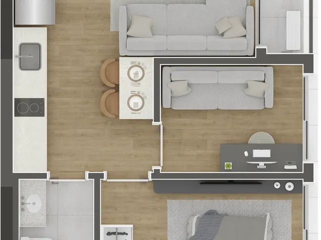 Imagem 6: Apartamento à venda no Centro de Curitiba-PR: 1 quarto, 1 suíte e 33,93 m² de área