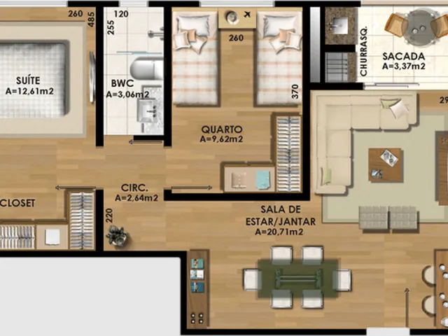 Imagem 3: Cobertura de Luxo à Venda no Seminário, Curitiba-PR: 2 Quartos, 1 Suíte, 3 Banheiros