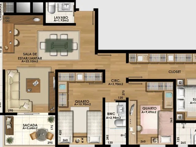 Imagem 4: Cobertura de Luxo à Venda no Seminário, Curitiba-PR: 2 Quartos, 1 Suíte, 3 Banheiros