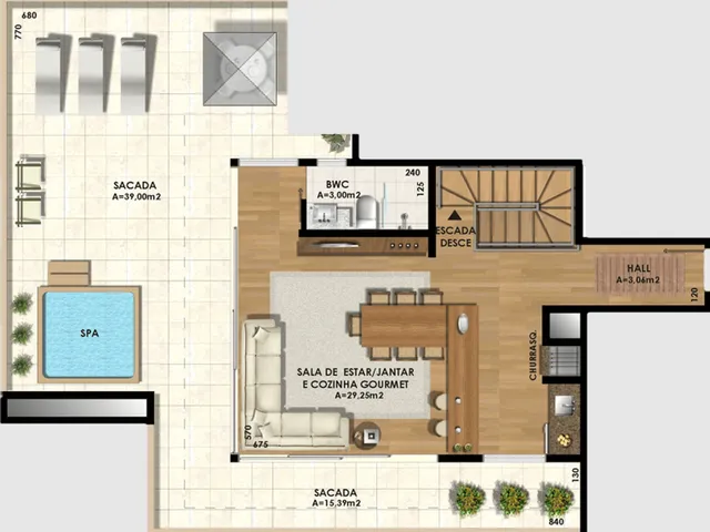 Imagem 8: Cobertura de Luxo à Venda no Seminário, Curitiba-PR: 2 Quartos, 1 Suíte, 3 Banheiros