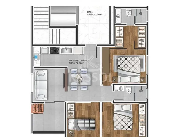 Imagem 13: Apartamento, Bairro Coqueiral , Próximo a Faculdades, Sacada com Churrasqueira