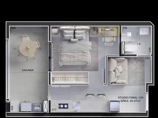 Imagem 14: Studio para Venda em Curitiba / Pr no Bairro Boa Vista