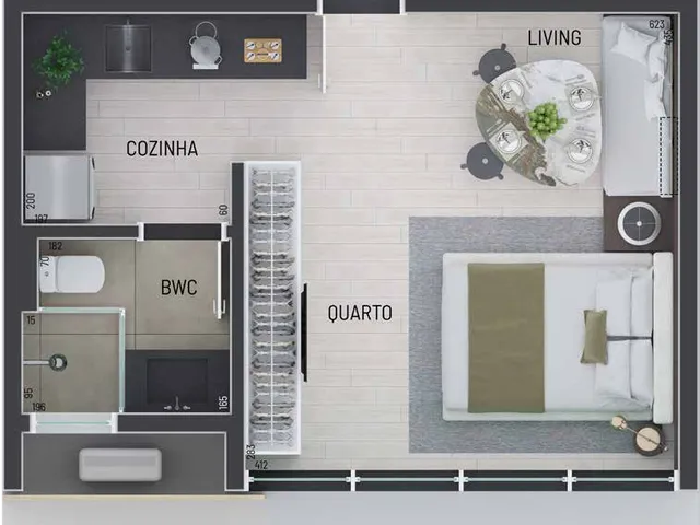 Imagem 5: Studio para Venda em Curitiba / Pr no Bairro Campo Comprido