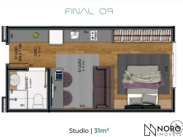 Imagem 3: Studio Garden à Venda | 47 m² | Bairro Dores