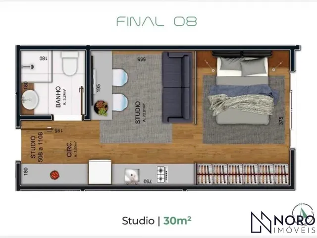Imagem 3: Studio à Venda no Bairro Nossa Senhora das Dores – 30 m² Privativos