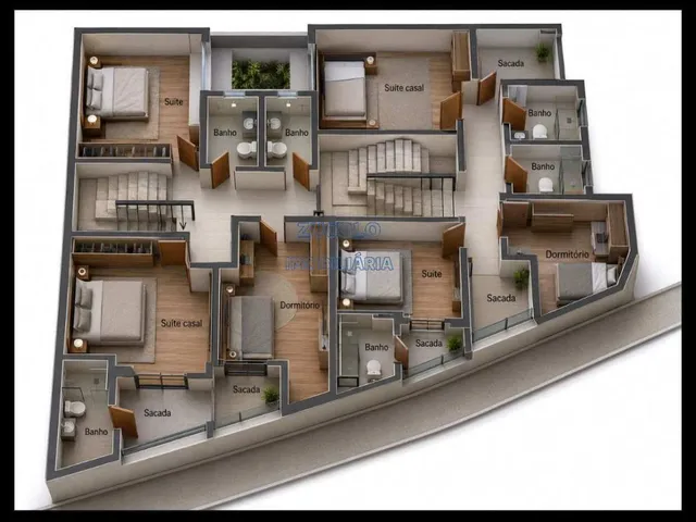 Imagem 2: Sobrado À Venda em Santo André, Vila Scarpelli, com 3 Quartos, 169M²