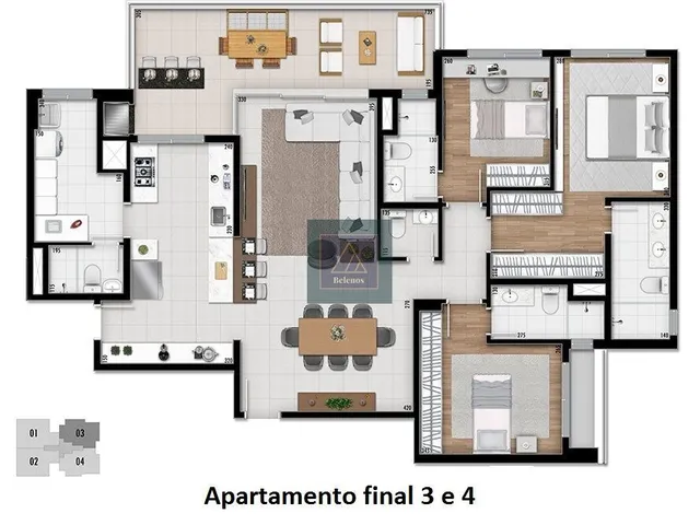Imagem 4: Bigorrilho - 3 Suíte. 4 Vagas. 141,71 M² Privativos. Face Norte
