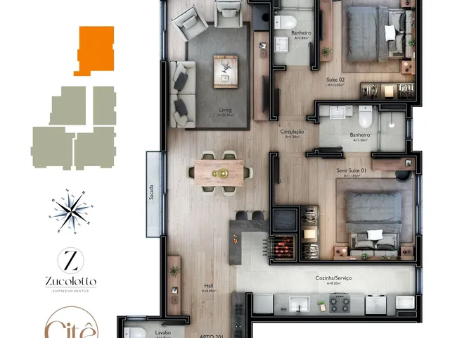 Imagem 6: Citê - Citê Apartamento com 2 dormitórios
