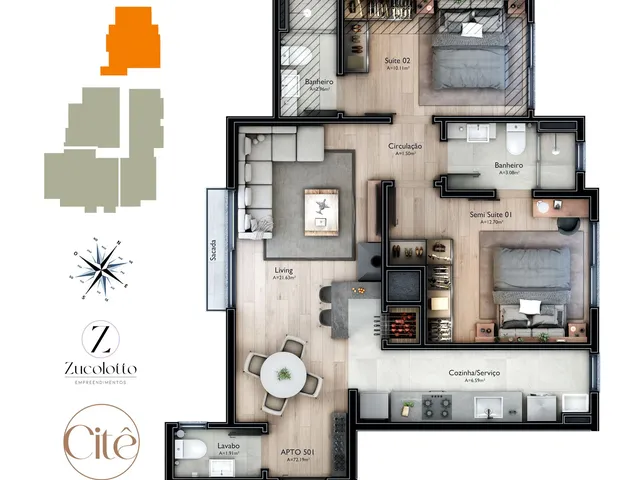 Imagem 8: Citê - Citê Apartamento com 2 dormitórios