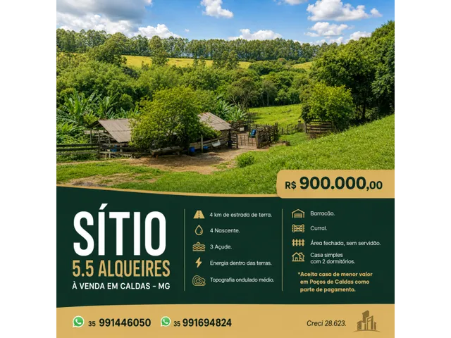 Imagem: Sítio 5.5 Alqueires à venda em Caldas