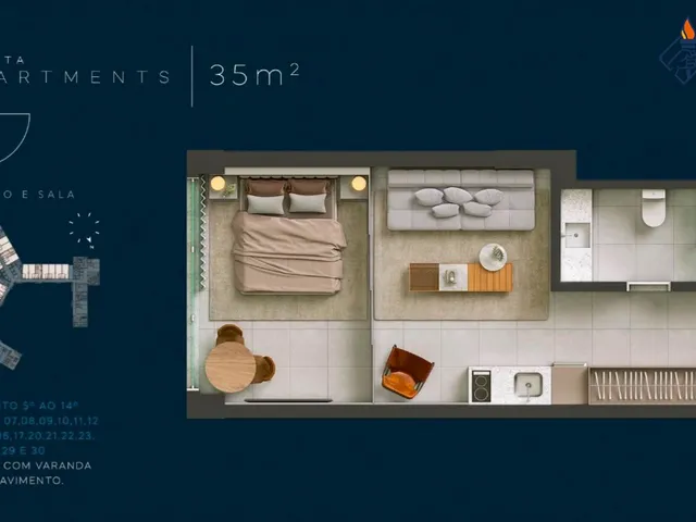 Imagem 7: Apartamento 1/4 para Venda com 35M2, Andar Altíssimo e com Vista Cinematográfica para o Mar, Barra, Salvador