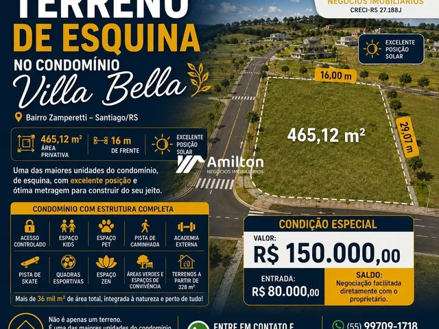Imagem 1: Terreno de esquina 465m² no Condomínio Villa Bella – Santiago/RS