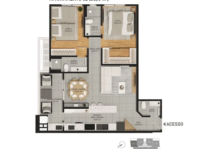 Imagem 4: 0 Apartamento com 2 dormitórios
