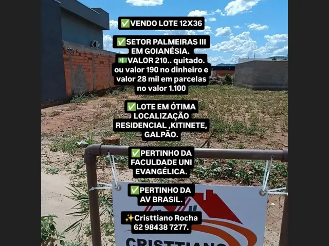 Imagem 2: Lote 12X36 Setor Palmeiras