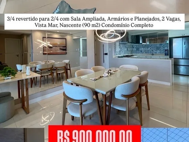 Imagem 10: Vendo Apartamento vista mar com 90m2 reformado, 3/4, revertido para 2/4, 2 vagas