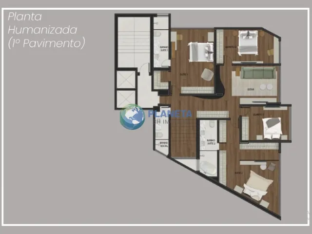 Imagem 6: Apartamento Duplex | 4 Quartos | 2 suítes | 5 Banhos | 3 vagas...