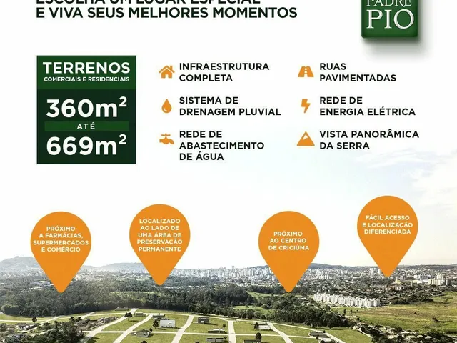 Imagem 2: Loteamento Padre Pio. Lotes Terrenos. À Venda no Bairro Vila Floresta II - Criciúma/Sc Parcelamento Direto