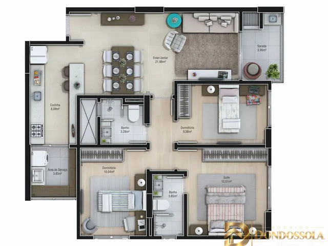 Imagem 9: Apartamento 3 Dormitórios Sendo 1 Suite e Vaga de Garagem - Due Fratelli Residencial