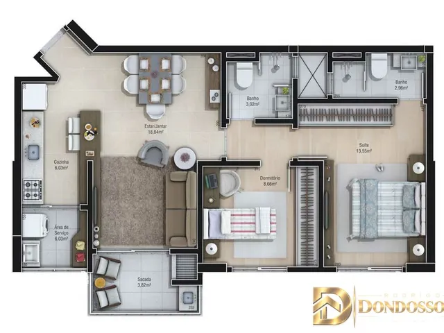 Imagem 2: Apartamento 3 Dormitórios Sendo 1 Suite e Vaga de Garagem - Due Fratelli Residencial