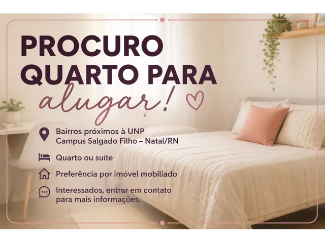 Imagem: Procuro quarto para alugar próximo à UNP