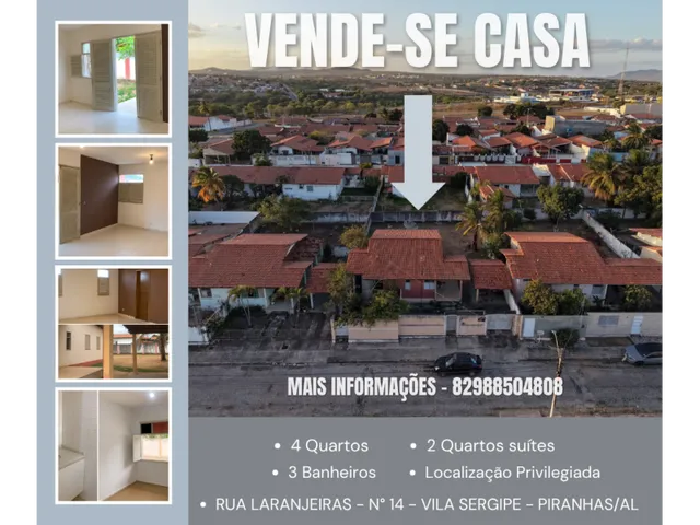 Imagem: VENDO CASA EM PIRANHAS/AL NA VILA SERGIPE