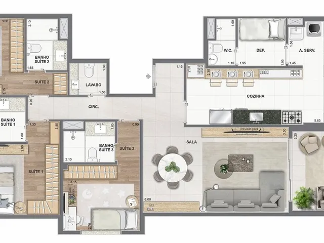 Imagem 4: Concept Apartamento com 4 dormitórios