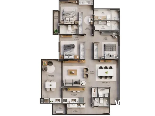 Imagem 12: Apresentamos um apartamento de tirar o fôlego, com uma área generosa de 131,77m²