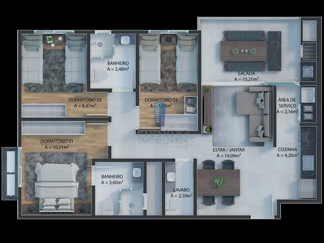 Imagem 4: Apartamento Garden com 3 Dormitórios e 223 M² de Área Externa no Dom Bosco