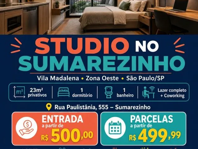 Imagem: Studio 1 Dormitório Lançamento Sumarezinho