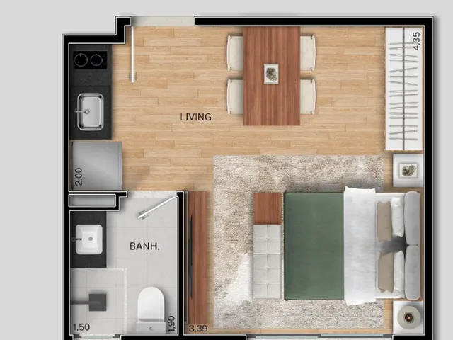 Imagem 3: FIT@370 Apartamento com 1 dormitório