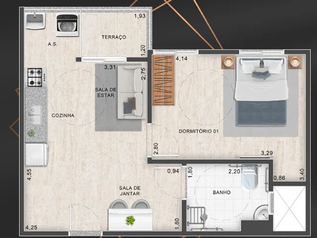 Imagem 4: Áurea Sky Apartamento com 1 dormitório