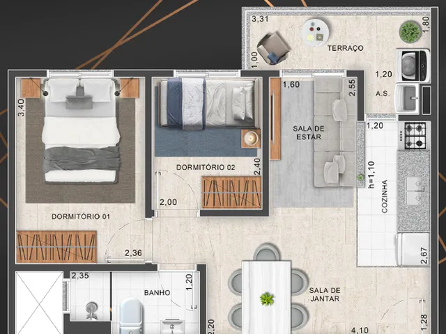 Imagem 5: Áurea Sky Apartamento com 1 dormitório