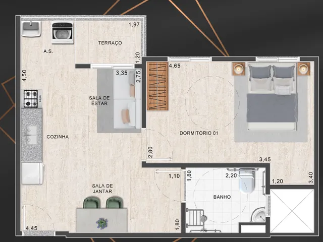 Imagem 6: Áurea Sky Apartamento com 1 dormitório