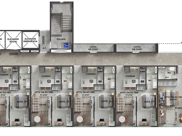 Imagem 7: Pulse Apartamento com 1 dormitório