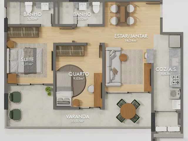 Imagem 3: Inizio Apartamento com 2 dormitórios
