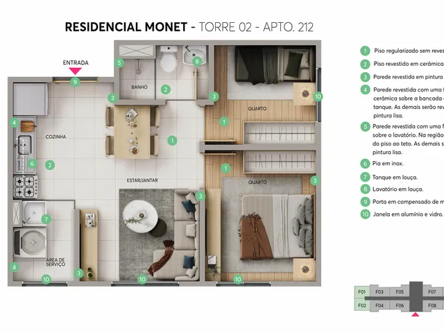 Imagem 11: Monet - Fase 1 Apartamento com 2 dormitórios