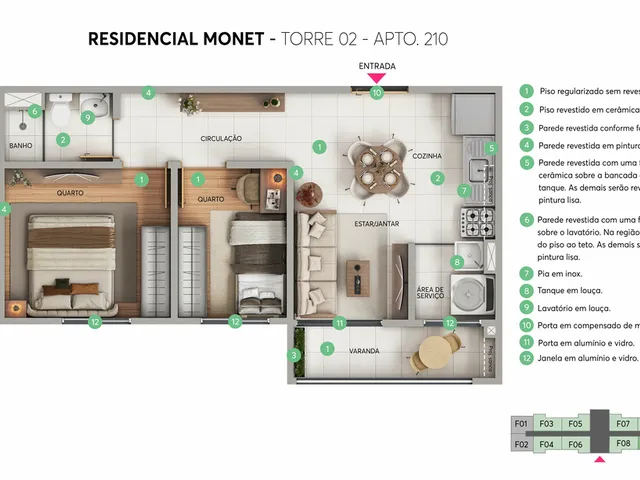 Imagem 12: Monet - Fase 1 Apartamento com 2 dormitórios