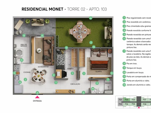 Imagem 13: Monet - Fase 1 Apartamento com 2 dormitórios